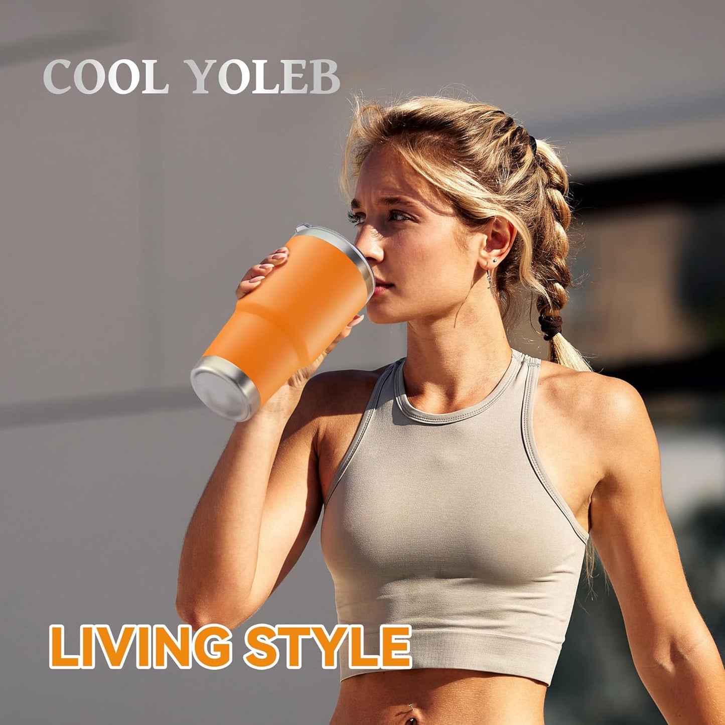 30 oz Tumbler with Lid Stainless Steel Tumblers Bulk Vacuum Insulated Cup Reusable Powder Coated Travel Mug Double Wall Leak Proof Cups Keep Cold Drinks for 12 Hours Orange, Set of 12