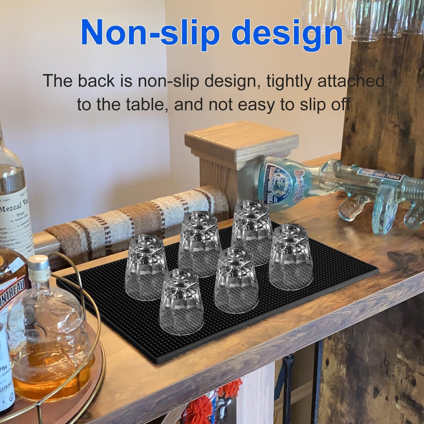 5 Pack Rubber Bar Mats, 18" x 12" Black Bar Service Mat, Spill Mat for Countertop, Bartending, Rubber Bar Mats, Efficient and Stylish Solution for Every Bartending Need,by KUKLIPJIM