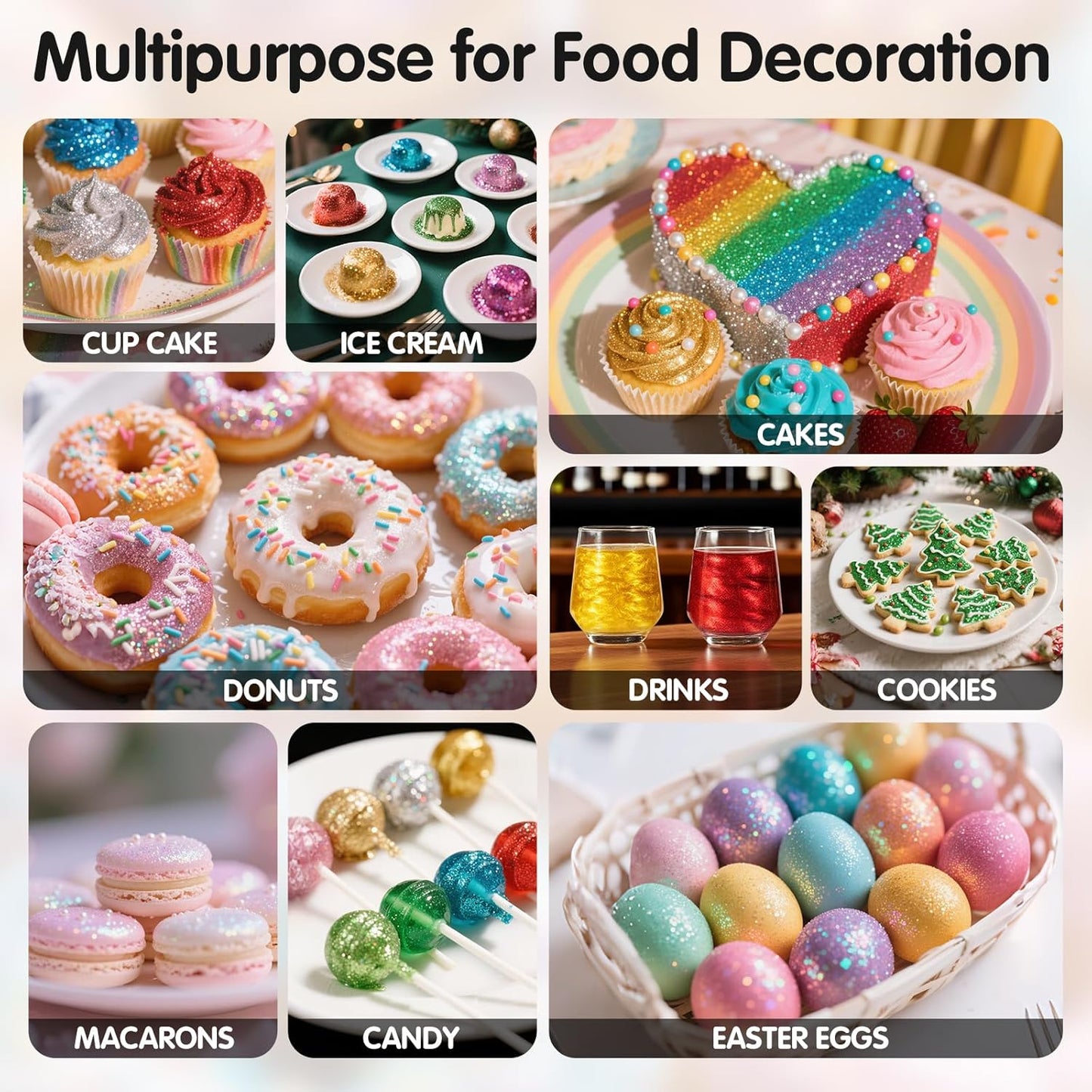 Edible Blue Glitter for Drinks, Food Grade 10g Gold Sprinkles Cake Decorating Supplies,Edible Luster Dust for Cocktail Beverages,Halloween Food Spray,Food Coloring Shimmer Powder for Baking,Cake Cupcakes Cookies Drinks Eggs Candy Strawberries Decorations