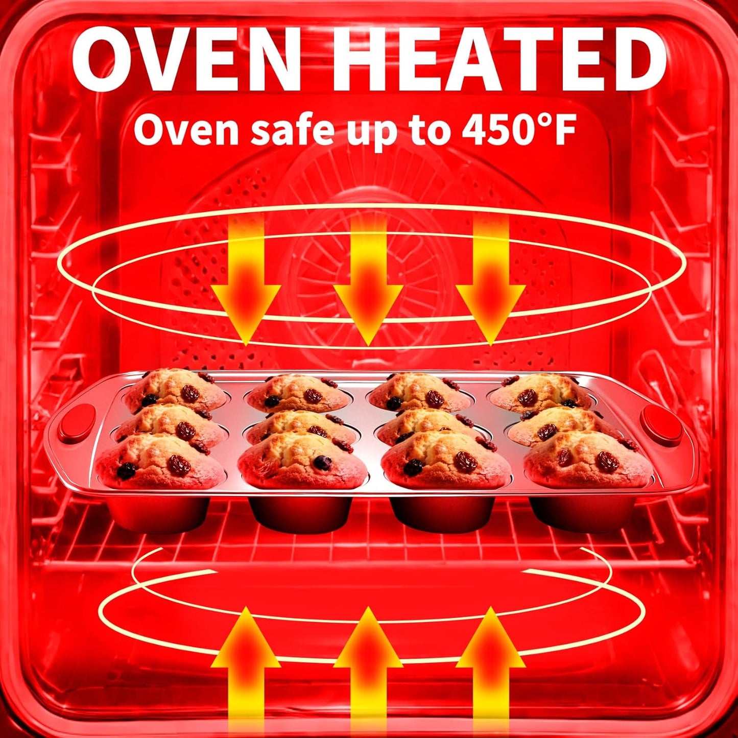 Muffin Cupcake Pans 12-Cup, 2 Packs Nonstick Standard Muffin Tins with Silicone Grip Handles for Baking, Heavy Duty 12 Cheesecake Pan Cup Cake Pans, Non Stick, BPA Free, Dishwasher Safe