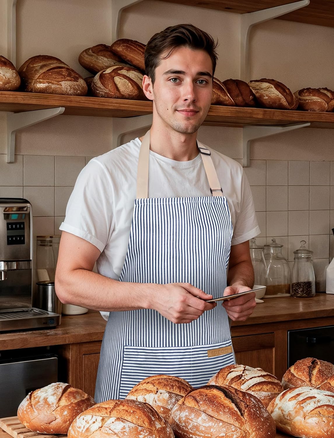 2 Pack Kitchen Cooking Aprons, Soft Aprons for Women Men with 2 Pockets Chef Apron with Adjustable Neck Strap and Long Tie