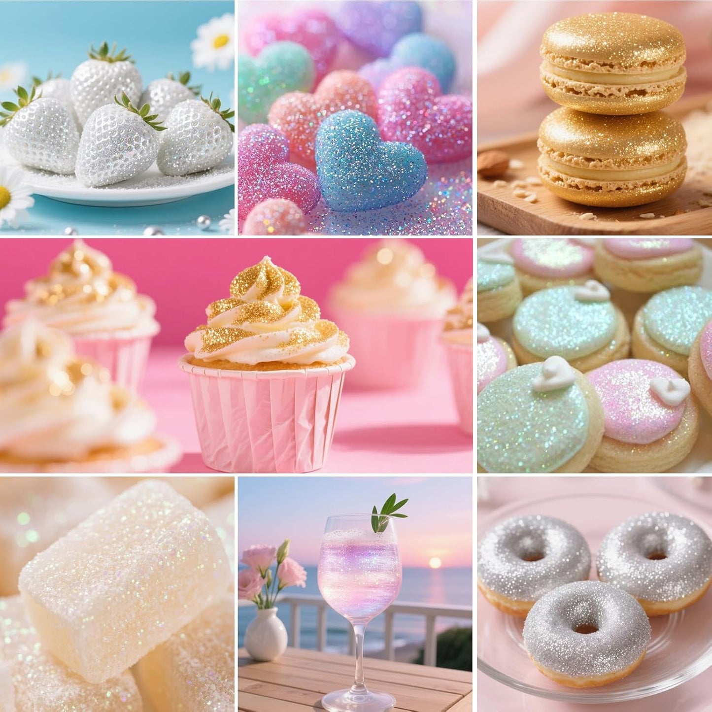 Edible Glitter Spray,2 Colors Iridescent & Iridescent Gold Food Grade Edible Glitter Set for Drink Cake Beverages,Cupcakes,Cake Pops and Cookies Decorating