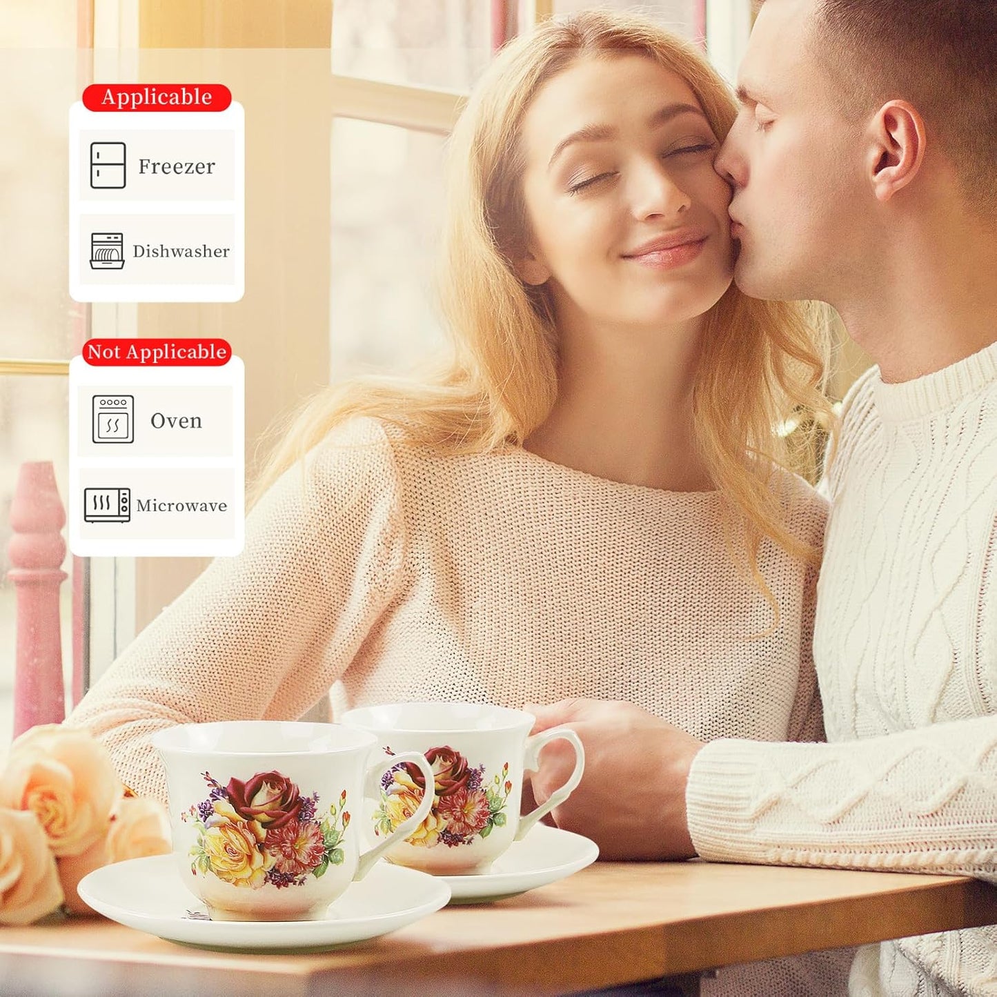 20-Pieces Porcelain Tea Sets For Women, Tea Set For Adult with Golden Metal Rack,Tea Gift Sets for Home&Party(013)