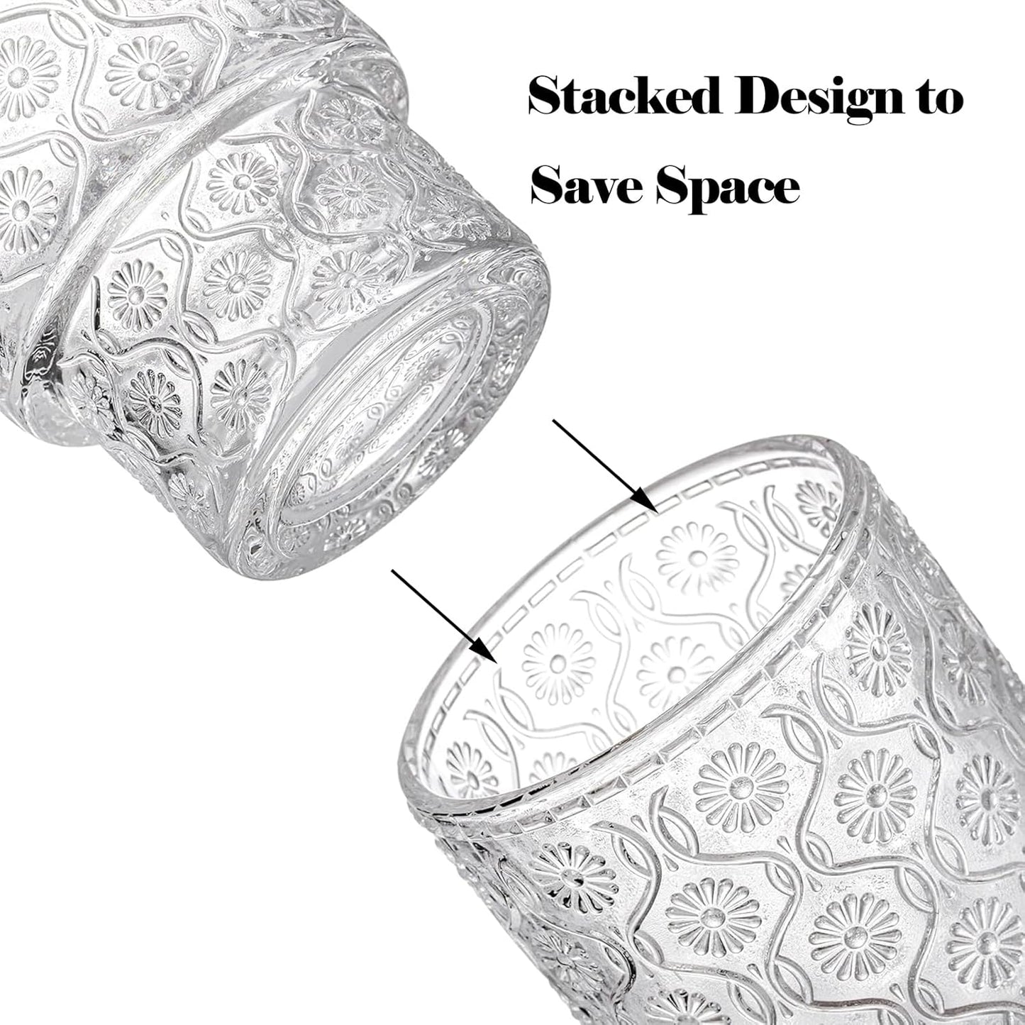 2 Pack of Glass Cups, 12 OZ Clear Glass Tumbler with Lid & Straw, Glass Iced Coffee Cup with Lids, Drinking Glasses Cups for Coffee, Juice, Tea, Cocktail