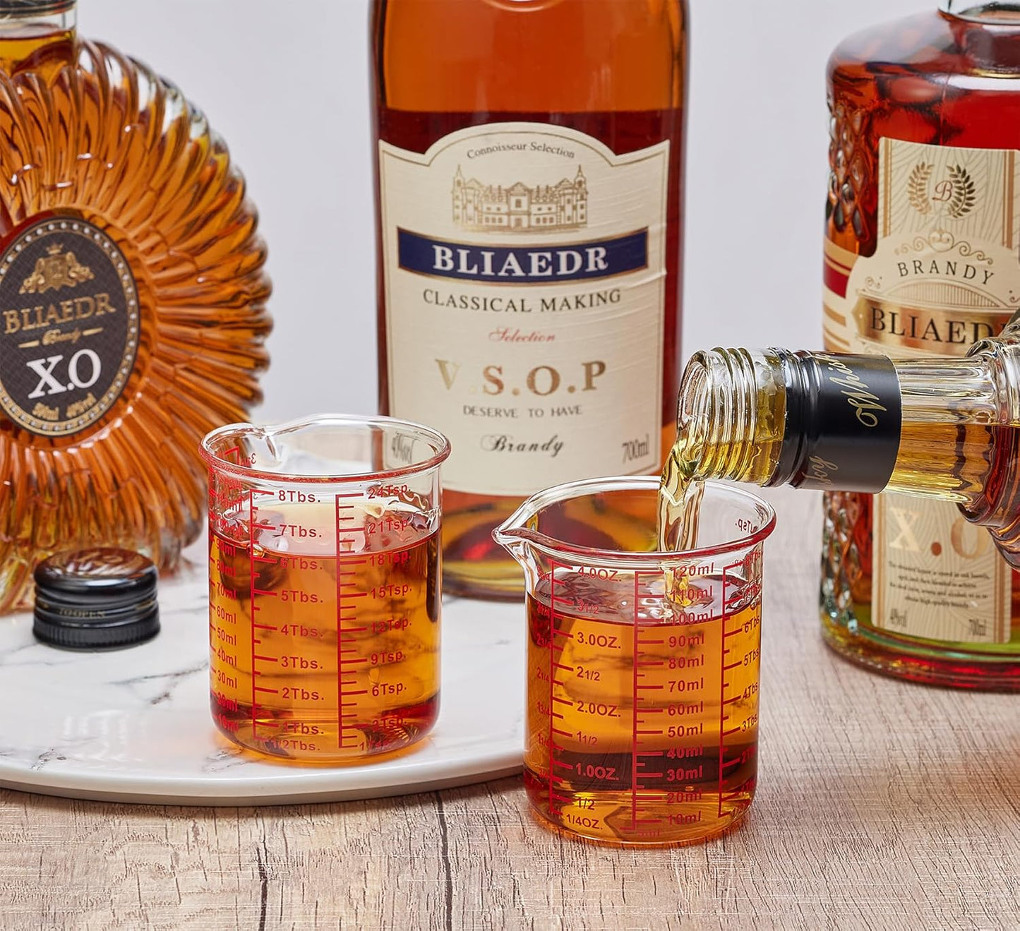 High Borosilicate Glass Measuring Cup-V-Shaped Spout,Glass Measuring Beaker for Kitchen or Restaurant, Easy to Read, 120 ML (4 Oz)-Pack of 2