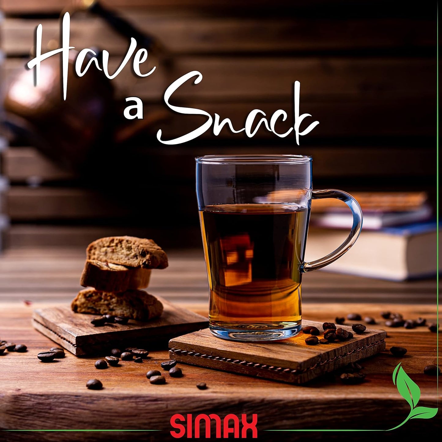 Simax Glassware Clear Glass Coffee Mug Set | Cold, Heat, and Shock Resistant Borosilicate Glass, Microwave and Dishwasher Safe, Includes Four (4) 10 Ounce Cups