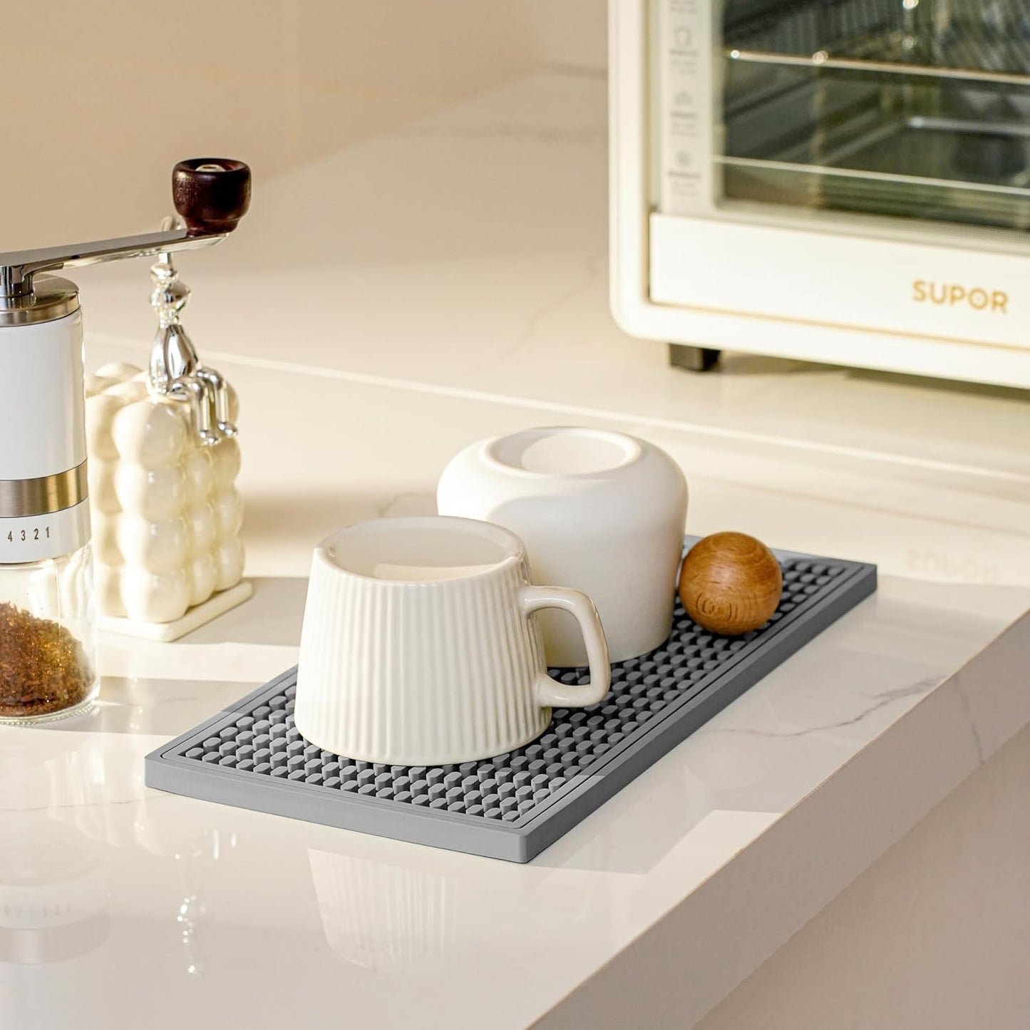 2 Pack Bar Mat, Drying Mat Household Bar Tools,Gray Cocktail Bar Mat 5.9''X12'',Suitable for Bar, Outdoor Camping, Home Bar Mats