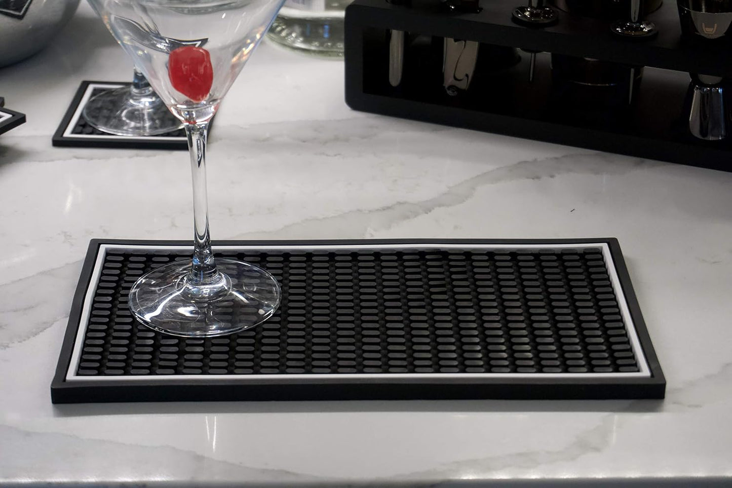 Highball & Chaser Bar Mat 12in x 6in. 1cm Thick Durable and Stylish Bar Mat for Spills, Service Mat for Coffee, Bars, Restaurants CounterTop Dish Drying Mat, Glass Drying Mat (1 pack)