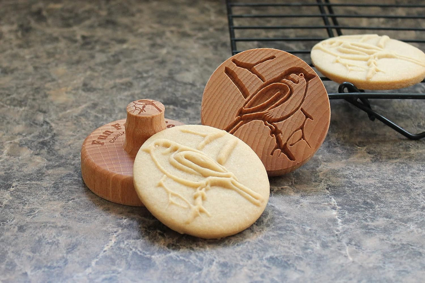Wood Cookie Stamp, 2.5 Inch (Bird on Branch CS-008)