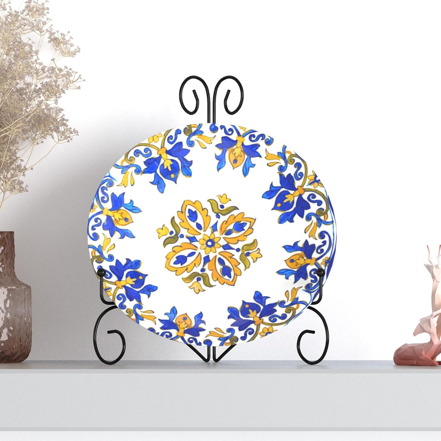 Plate Stand for Display with Hinged Folding Design, 6 Inch Picture Stands for Tables, Small Easels for Displaying Book, Art Piece, Photo and Platter, 6’’ Black