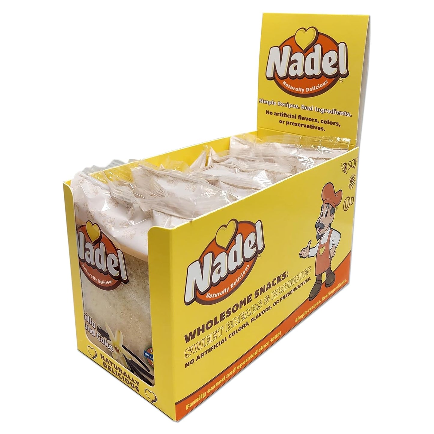 Nadel - NATURALLY DELICIOUS Sweet Breads & Cakes POUND CAKE Slices, 24 Pack, Back to School lunch snack, breakfast bar, cake slices