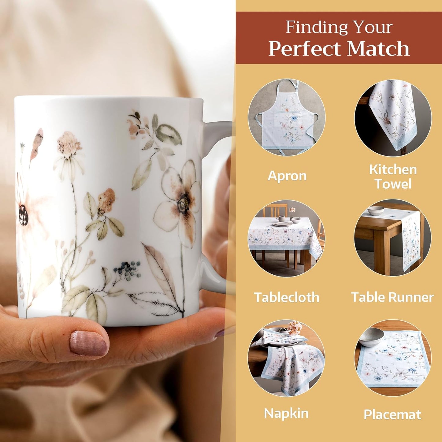 Maison d' Hermine Coffee Mug with Handles Fine Bone China Mugs Pack of Two Tea Cups for Hot Beverages Cappuccino Latte Home Restaurant Office Perfect for Gift (Ice Florals, 12 Ounce)