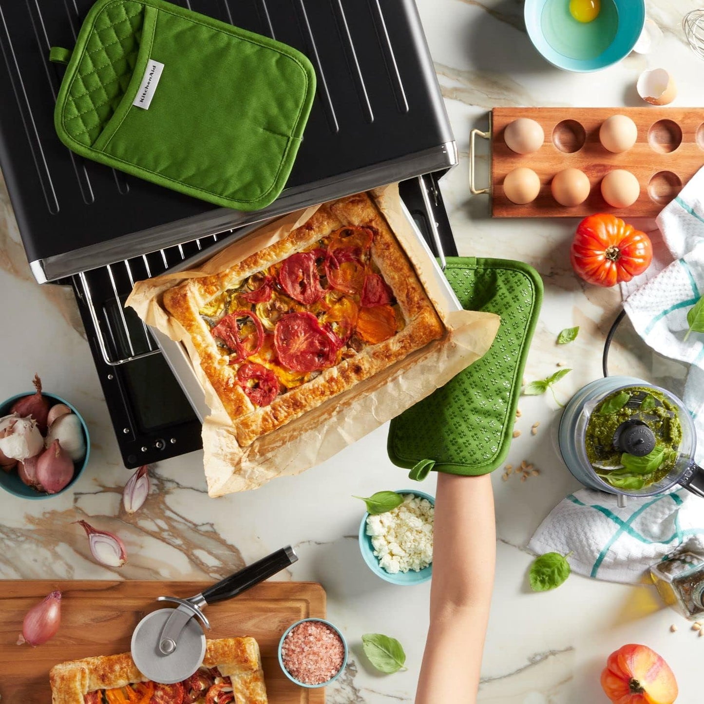 KitchenAid Asteroid Pot Holder 2-Pack Set, Matcha, 7"x10"