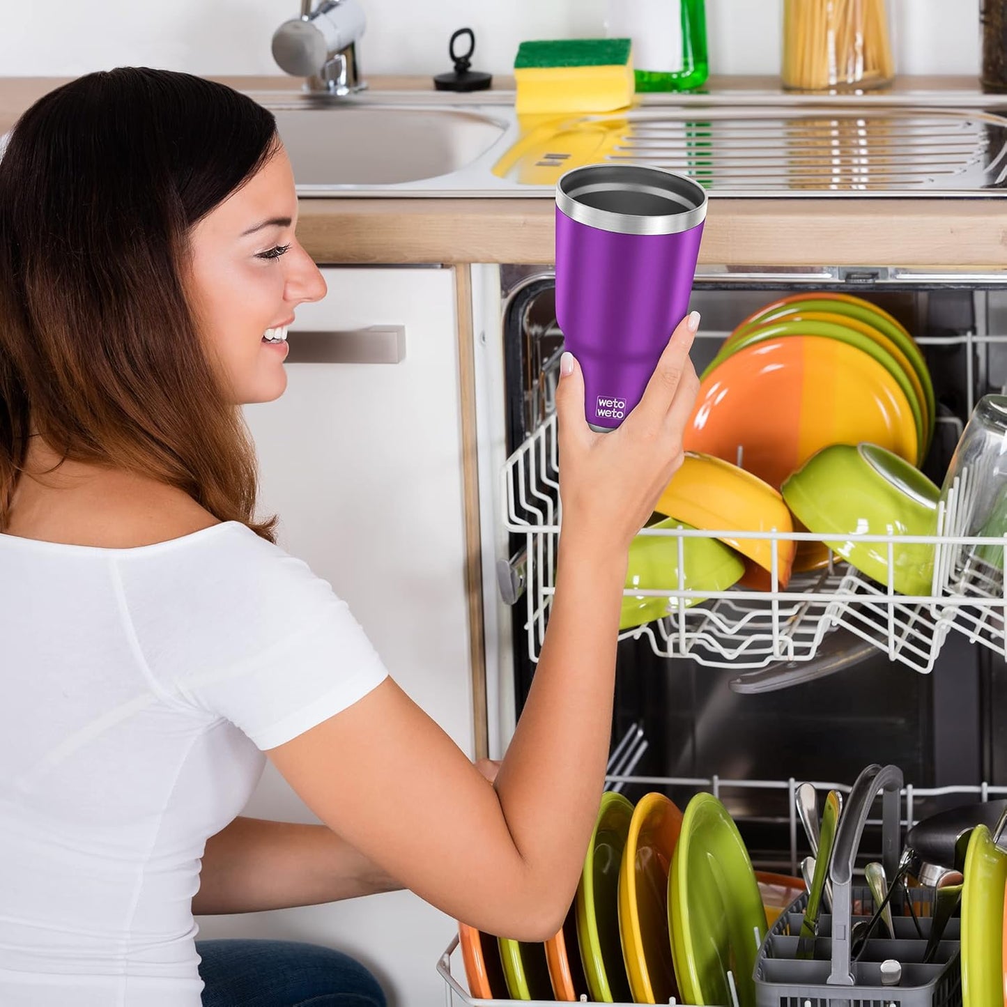 WETOWETO 30oz Tumbler, Stainless Steel Vacuum Insulated Water Coffee Tumbler Cup, Double Wall Powder Coated Spill-Proof Travel Mug Thermal Cup for Home Outdoor (Purple, 1 Pack)