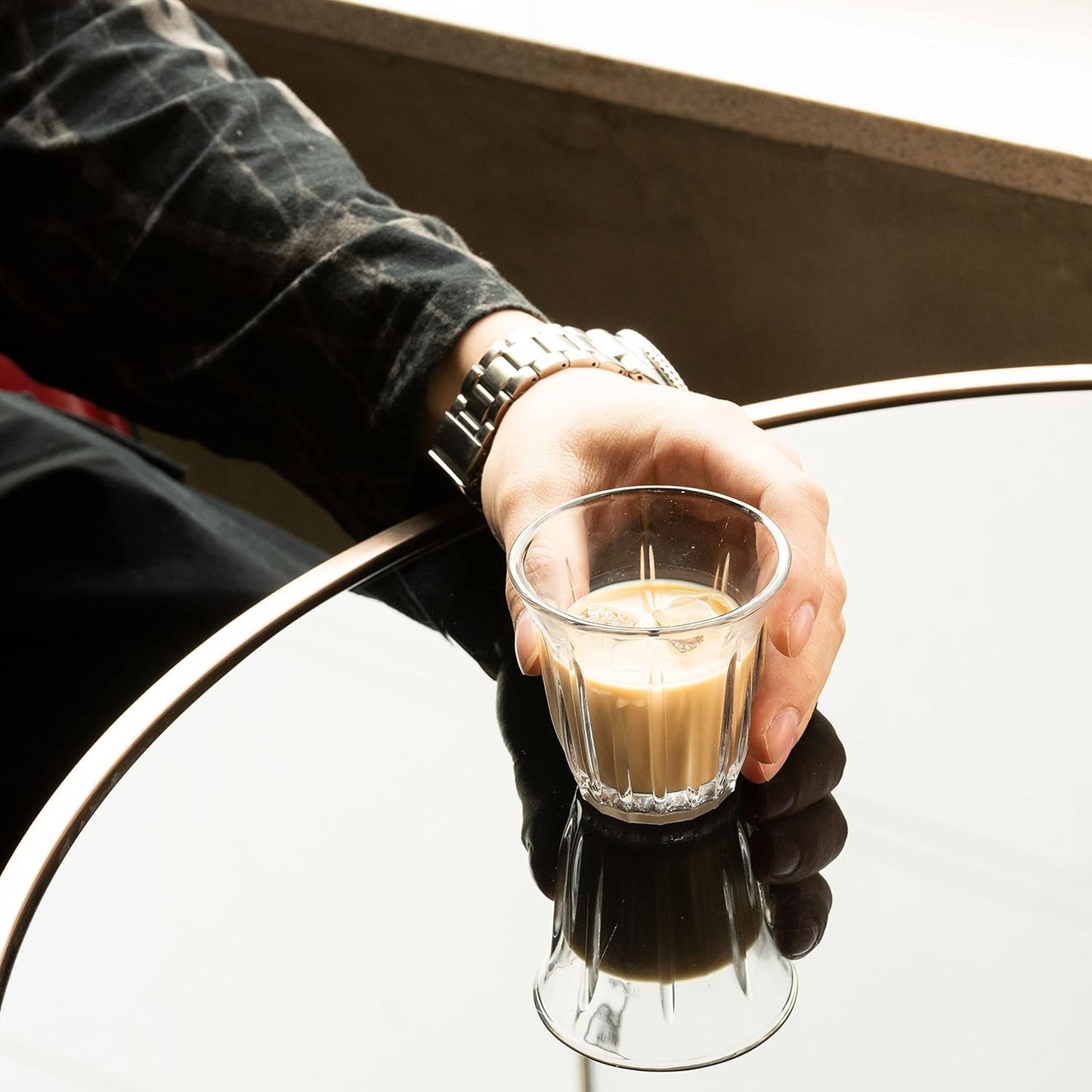 Espresso Cups Set of 4 Clear Glass Cups 3oz for Coffee/Milk, Coffee Mugs Insulated Shot Glasses Regular Espresso Accessories in Kitchen/Office/Bar, Easy to Clean (3oz-4 Pack)