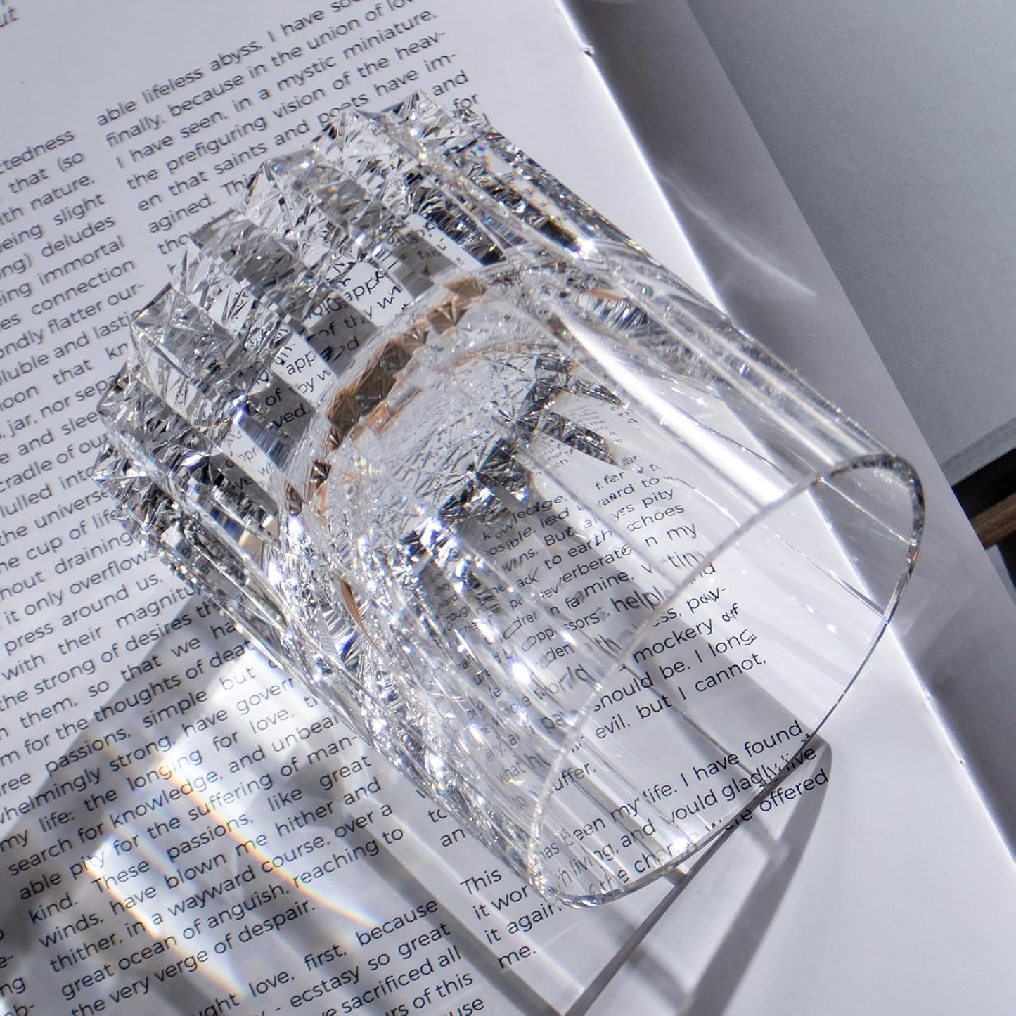 KAMMAK Crystal Whiskey Glasses Set of 2, 7.27oz Old Fashioned Glasses Stemless, Hand Blown White Cocktail Glasses, Engagement Gifts for Couples, Women, Men