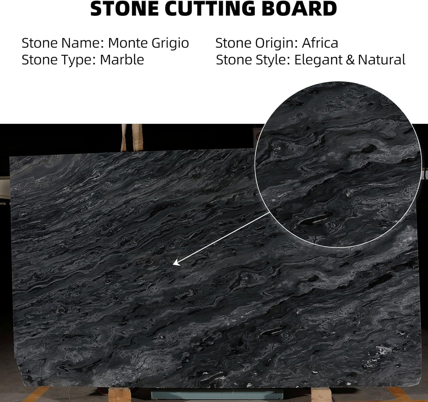 Koville African Natural Marble Cutting Board for Kitchen, 11inch Round Hand Crafted Marble Slab for Cheese, Charcuterie, Pastry Board - Wedding Gift, House Warming Gift(Monte Grigio)