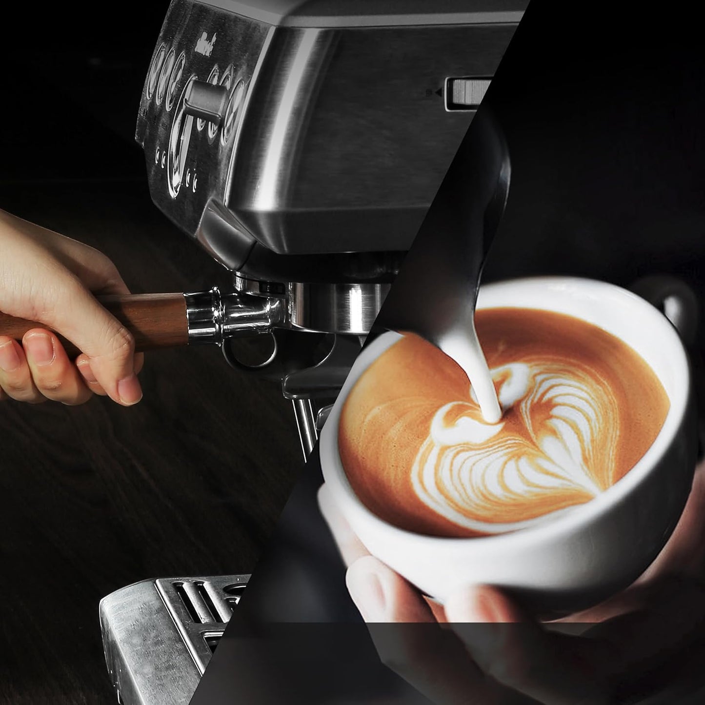 54mm Bottomless Portafilter with Puck Screen | Fits for 54mm Breville Machines | Stainless Steel portafilter and Mahogany Handle|Espresso Machine Accessories(Mahogany)