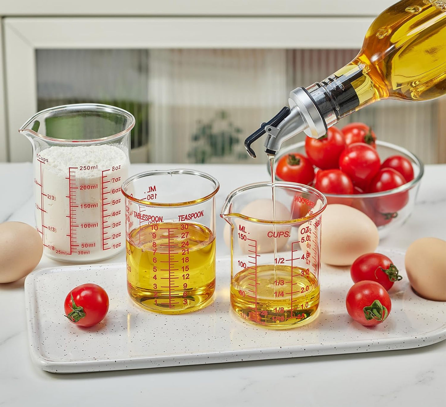 High Borosilicate Glass Measuring Cup-V-Shaped Spout,Glass Measuring Beaker for Kitchen or Restaurant, Easy to Read, 150 ML (5 Oz)-Pack of 2