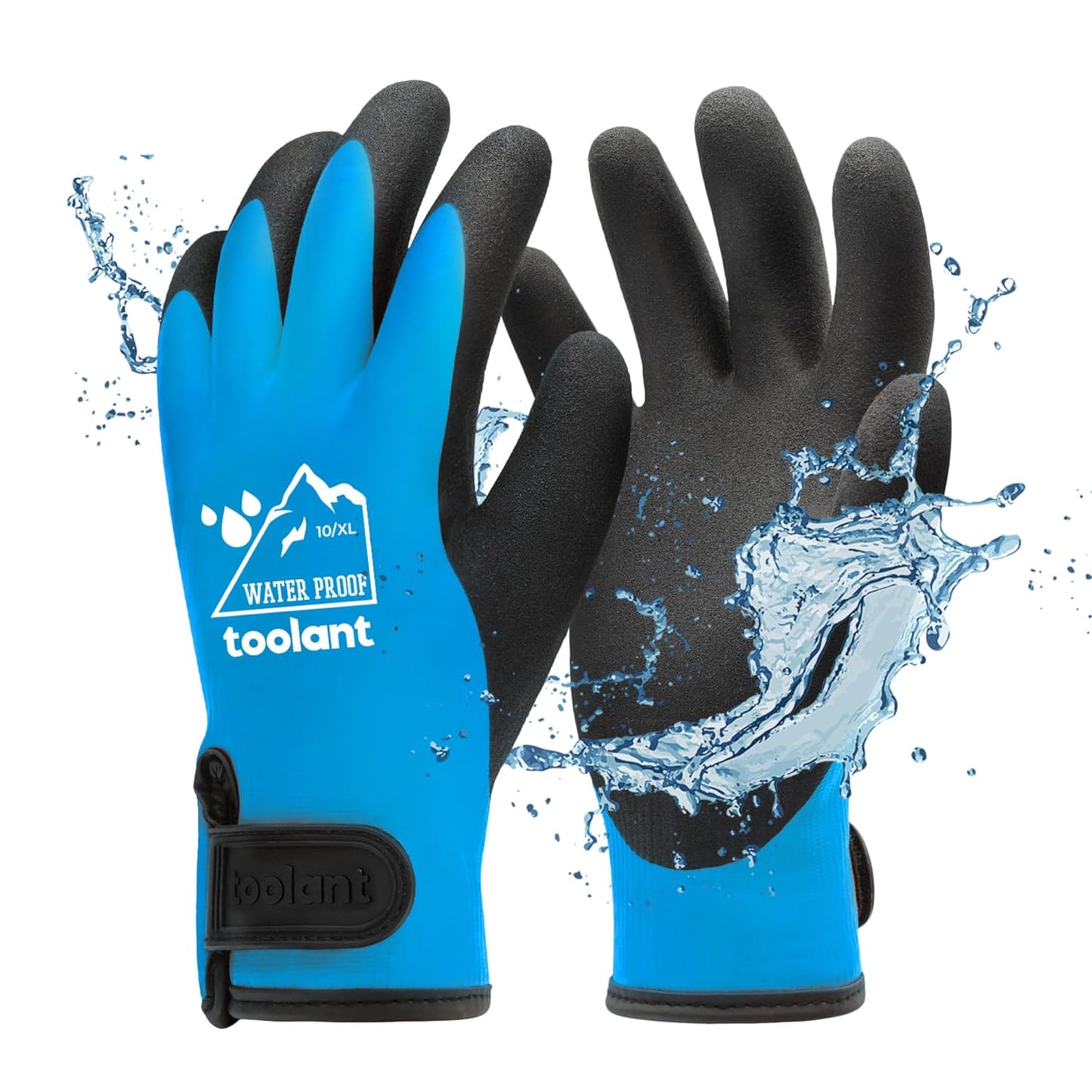 100% Waterproof Gloves for Men and Women, Winter Work Gloves for Cold Weather, Touchsreen, Thermal Gloves for Freezer Work, Fishing and Gardening, With Grip, Blue, X-Large