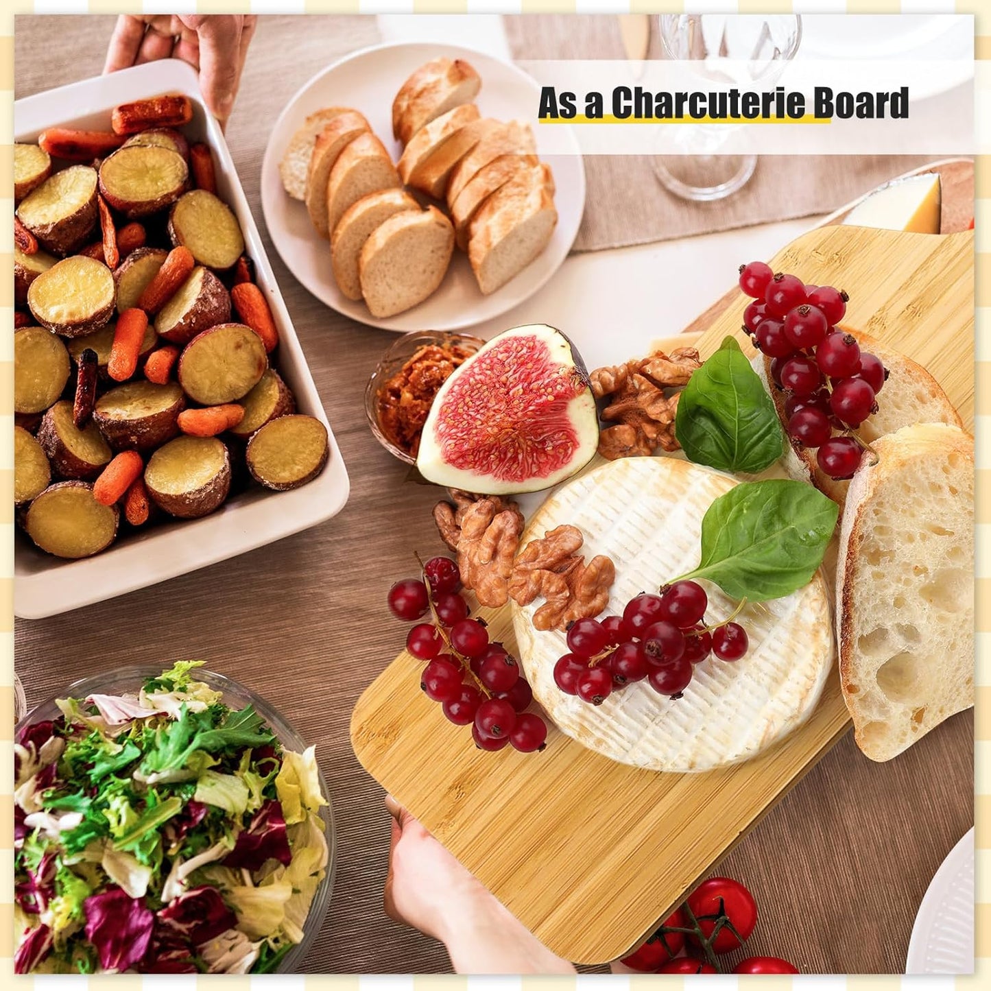 Lounsweer 6 Pcs Thicken Cutting Board Bulk Wood Board for Chopping Serving Charcuterie Material for Laser Engraving Mother' Day Wedding Housewarming Gift(Bamboo,17 x 6 Inches)