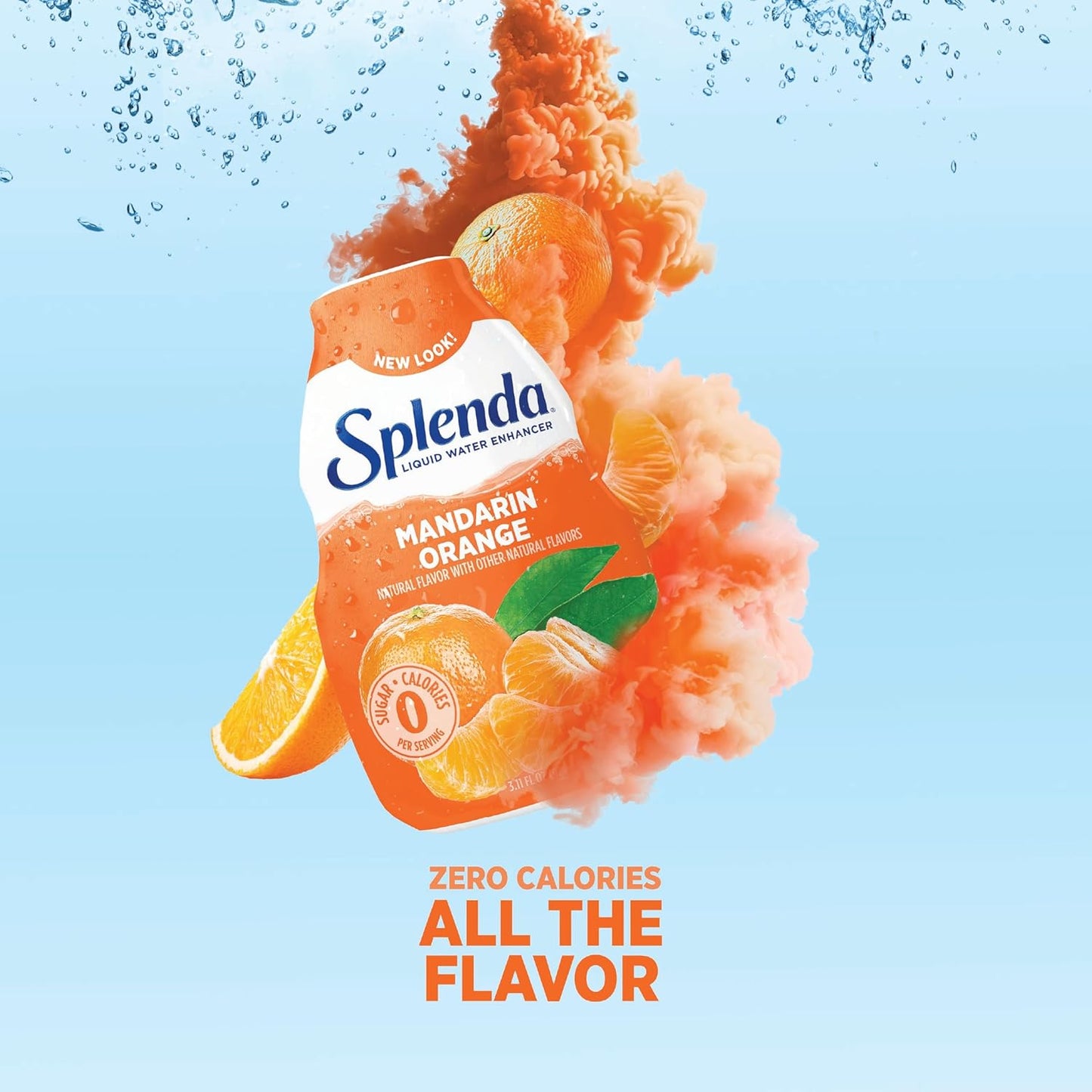 SPLENDA Liquid Water Enhancer Drops, Sugar Free, Zero Calorie, Natural Flavor, Concentrated Drink Mix, 3.11 Fl Oz Each Bottle (Mandarin Orange, 1 Pack)