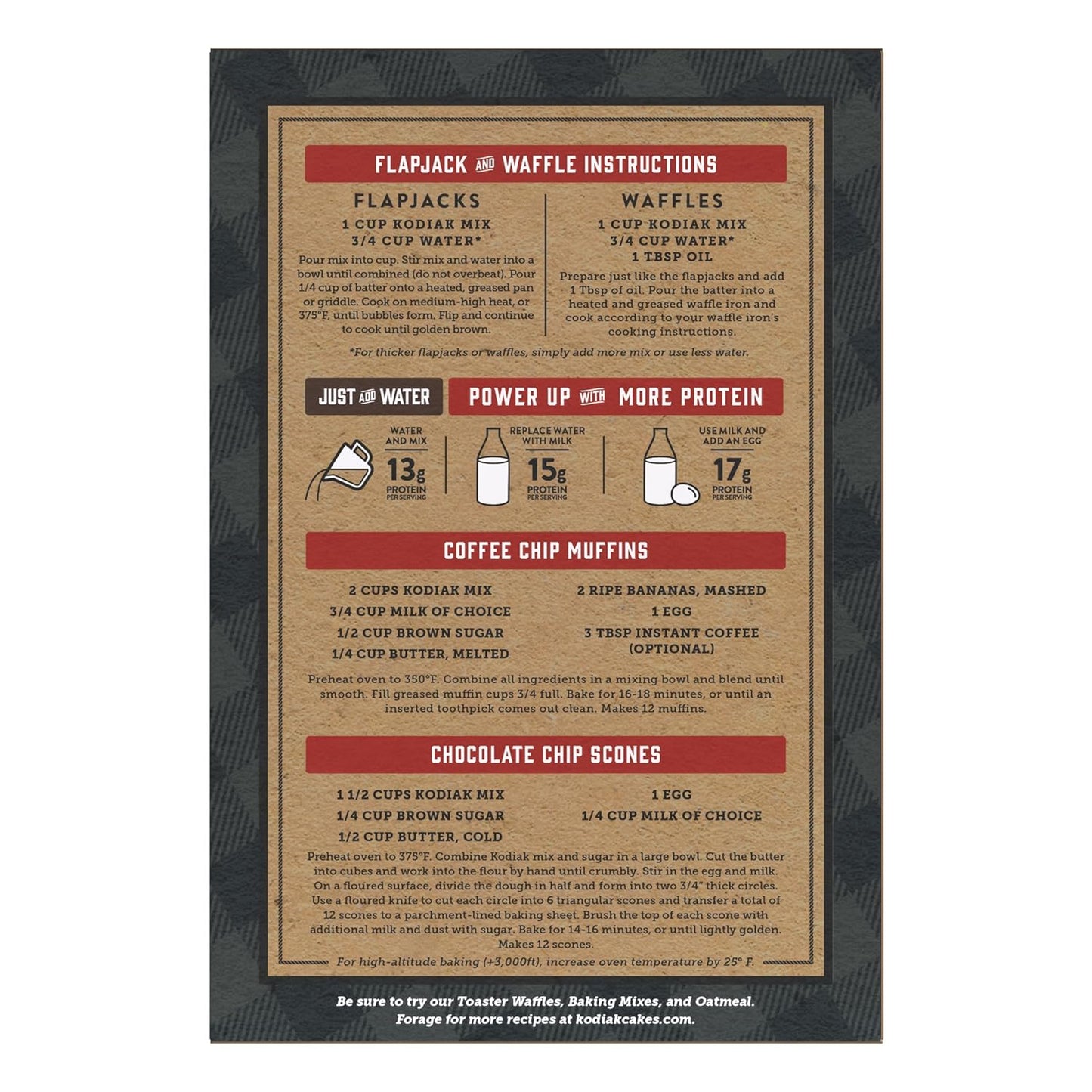 Kodiak Cakes Power Cakes, Pancake & Waffle Mix, Chocolate Chip, High Protein,100% Whole Grains (Pack of 6)