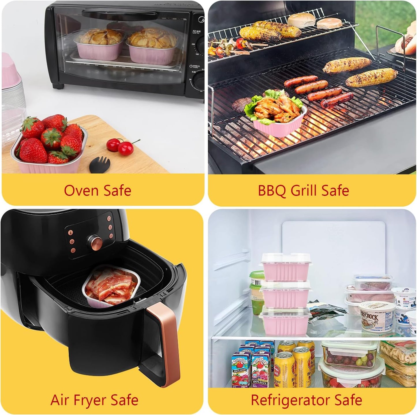 10oz/80pack Mini Cake Foil Pans with Lids,LNYZQUS 4”x4” Large Cupcake Pan Disposable Ramekins,Small Brownie Baking Cups Square Muffin Tin Cheesecake Containers Holders-Pink