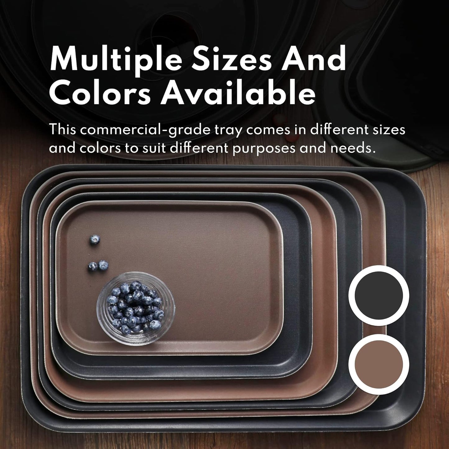 New Star Foodservice Restaurant Grade Non-Slip Tray, Plastic, Rubber Lined, Rectangular (Brown, 10-Inch x 14-Inch)