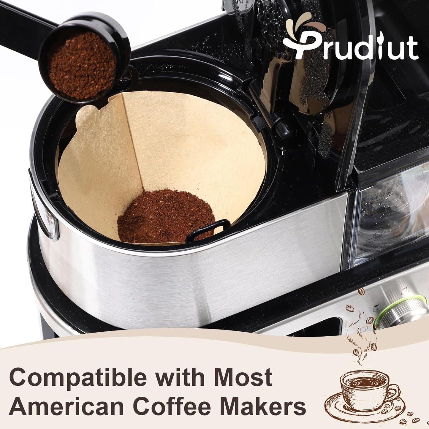 #4 Cone Coffee Filters 8-12 Cups, Disposable Natural Coffee Filters 4 Cone Paper Unbleached 4 Filters Paper Compatible with Ninja, Drip and Pour Over Coffee Maker, 120 Count