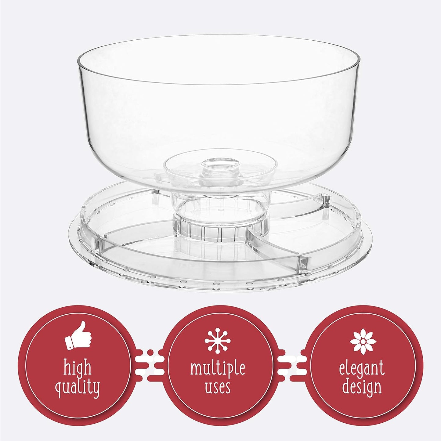 Homeries Acrylic Cake Stand with Lid, Cake Plate, (6 in 1) Multi-Functional Serving Platter, Large Cake Stand with Dome, Cake display stand with lid & Cake Dome - Use as Cake Holder, Cake Cover