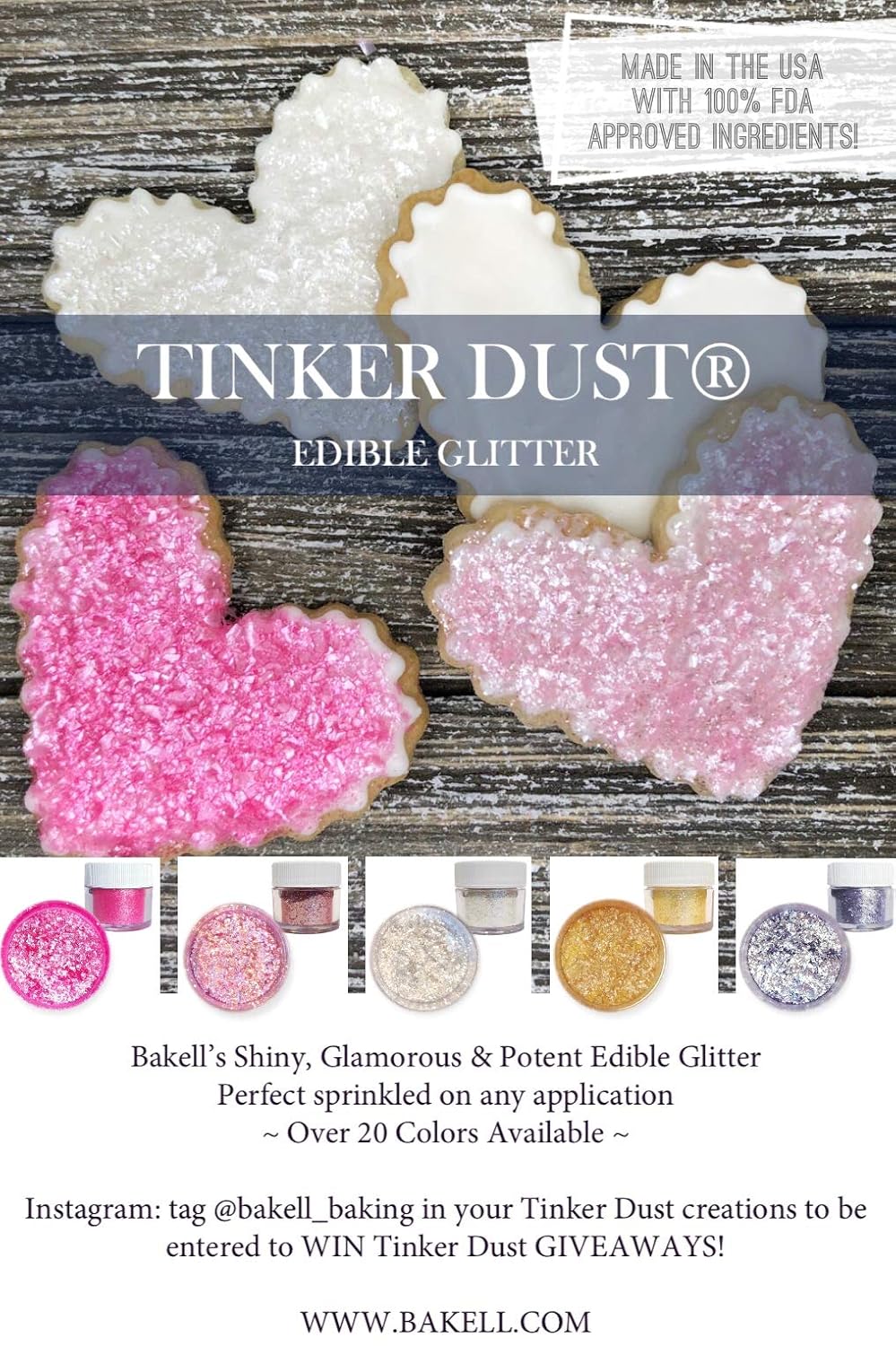 BAKELL Deep Purple Edible Glitter, 25 Grams | TINKER DUST Edible Glitter | KOSHER Certified | 100% Edible Glitter | Cakes, Cupcakes, Cake Pops, Drinks, Dessert Vegan Glitter & Dusts (25g, Deep Purple)