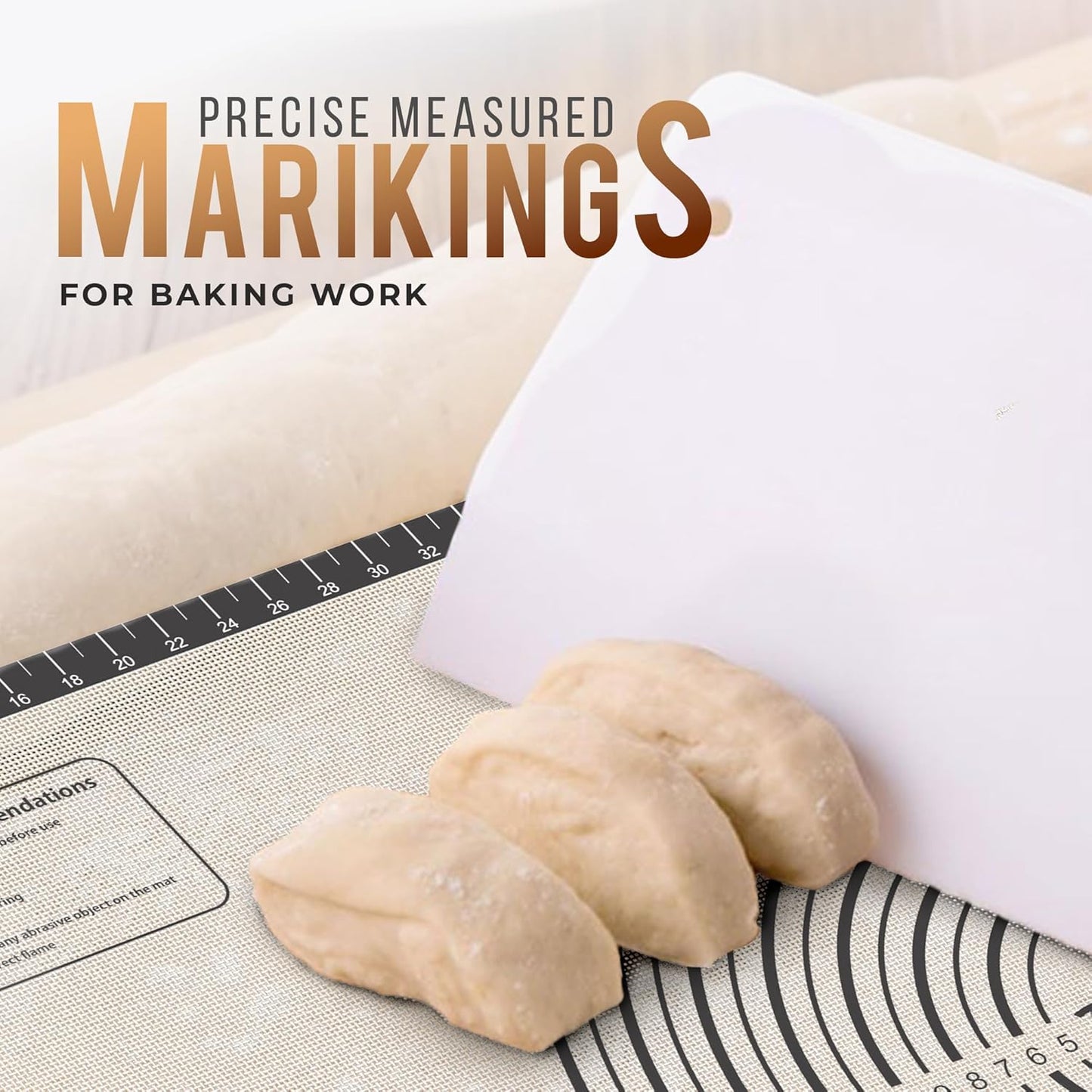 28 * 20 inches black, Non-Slip Silicone Baking Sheets - Baking Mat with 0.7mm Thickness - Non-Stick Pastry & Cookie Mat for Kitchen Counter for Rolling Out Dough with Measurements.