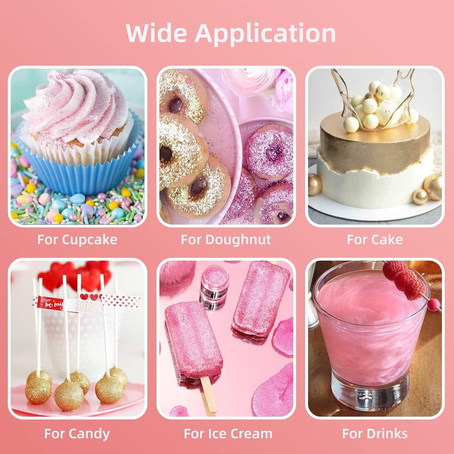 Edible Glitter Spray - 3/4oz Luster Dust Edible Food Grade Glitter Shimmer Dust Powder for Cocktails, Drinks, Cake Decorating - Metallic Food Coloring Powder for Wine, Candy, Cookie, Icing (White)