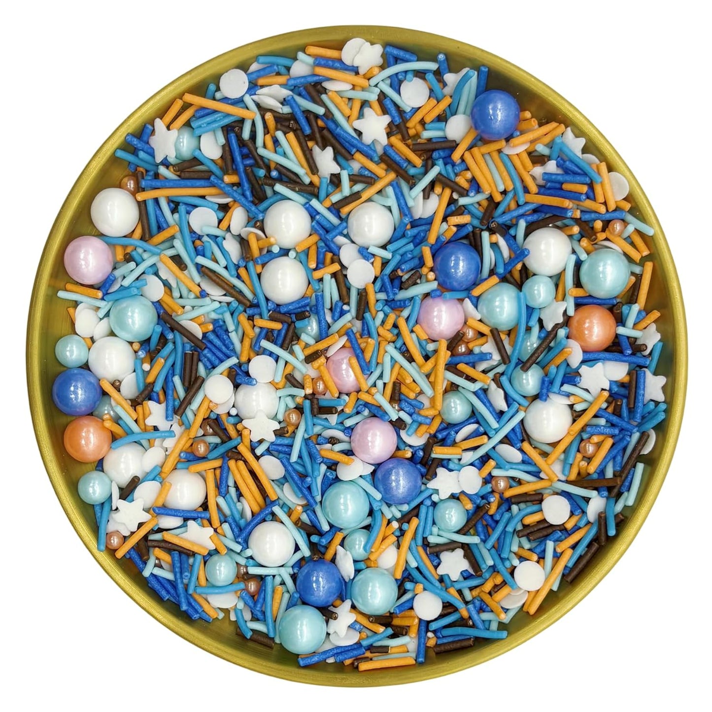 Dynastang Blue & Orange & White Sprinkles Mixed Style Edible Cake Decorations Cupcake Toppers Cookie Perfect for Cakes, Cupcakes, Desserts Toppings 3OZ