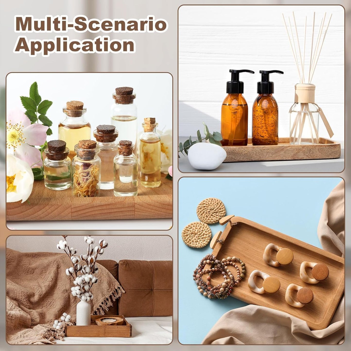 uxcell Bamboo Serving Tray, 8 x 8 Inch Square Wooden Trays Portable Serving Platters for Food Fruit, Snacks, Bread, Vanity, Weddings, Picnics, Brown (Inner Slant)