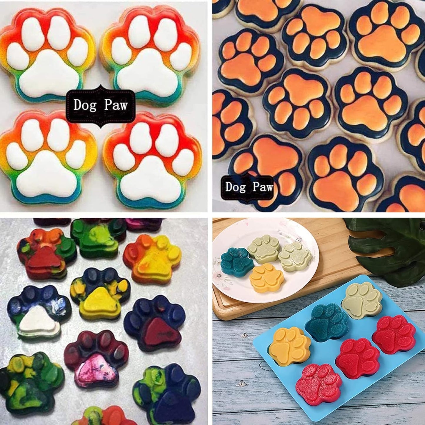 Dog Treat Molds, Dog Paw and Bone Shaped Silicone Molds,3 Packs Stainless Steel Cookie Cutter,for Chocolate, Candy, Jelly, Ice Cube, Dog Treats - Set of 11