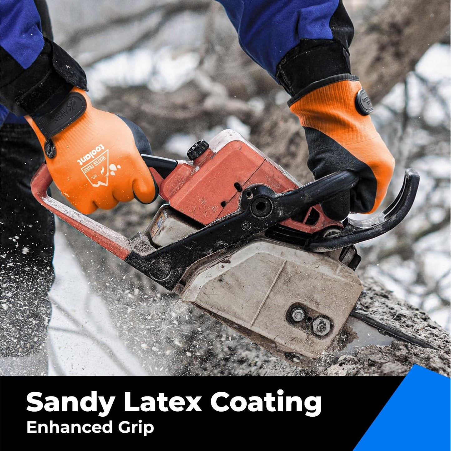 100% Waterproof Gloves for Men and Women, Winter Work Gloves for Cold Weather, Touchsreen, Thermal Insulated Freezer Gloves, With Grip, Orange, Large