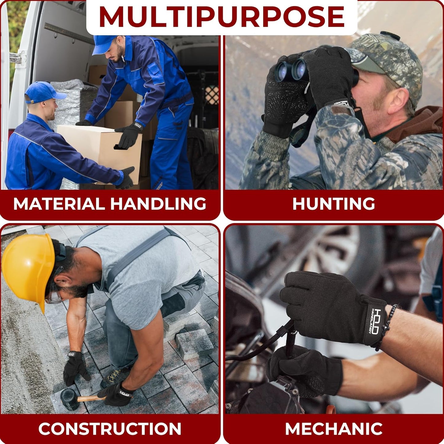 HANDLANDY Work Gloves for Men & Women, Utility Mechanic Working Gloves Touch Screen, Flexible Yard Work Gloves