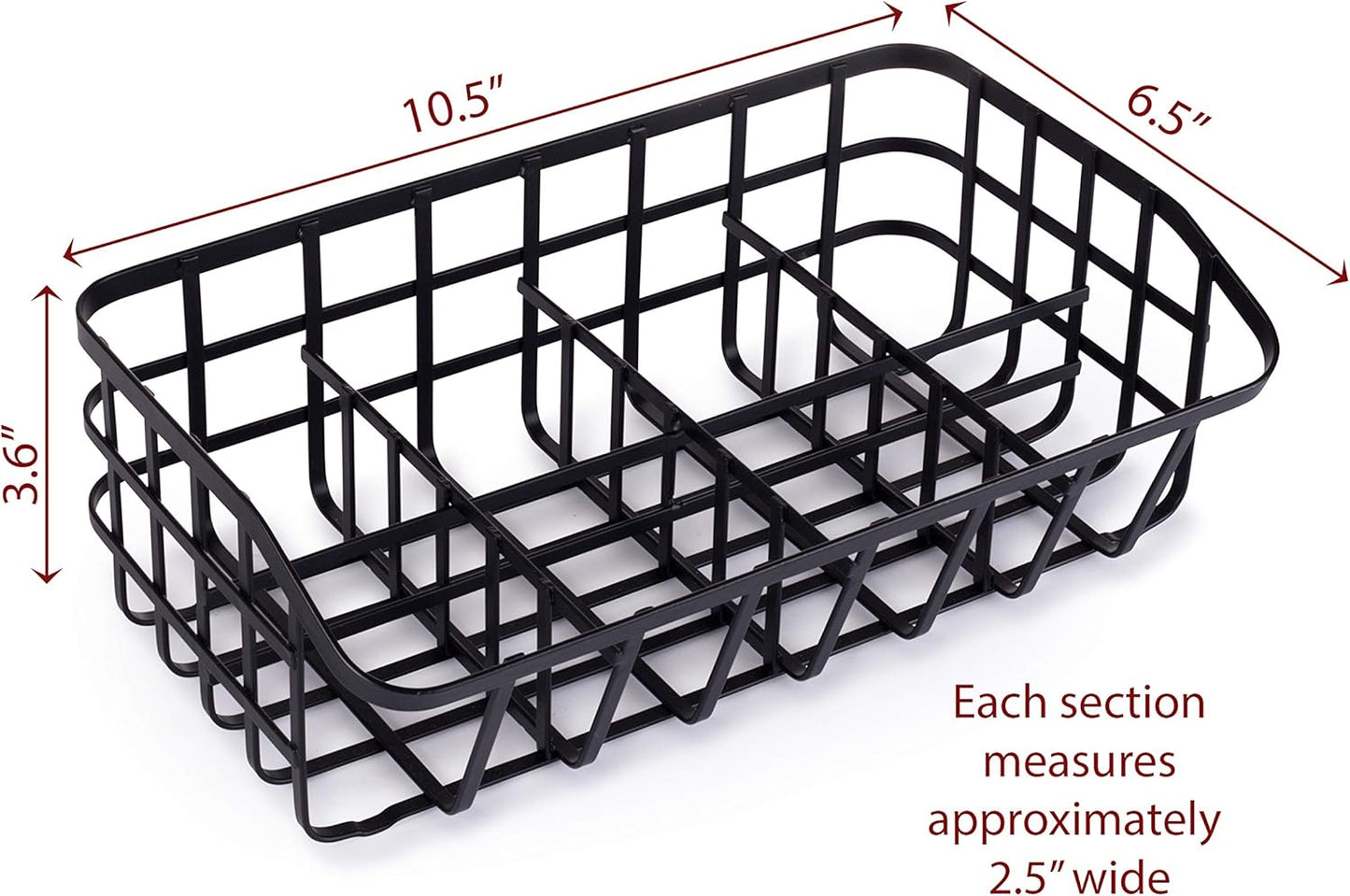 Tea Bag Organizer Caddy - Metal Tea Box Storage Holder for Cups, Pods, Packets, Condiment Accessories - Black