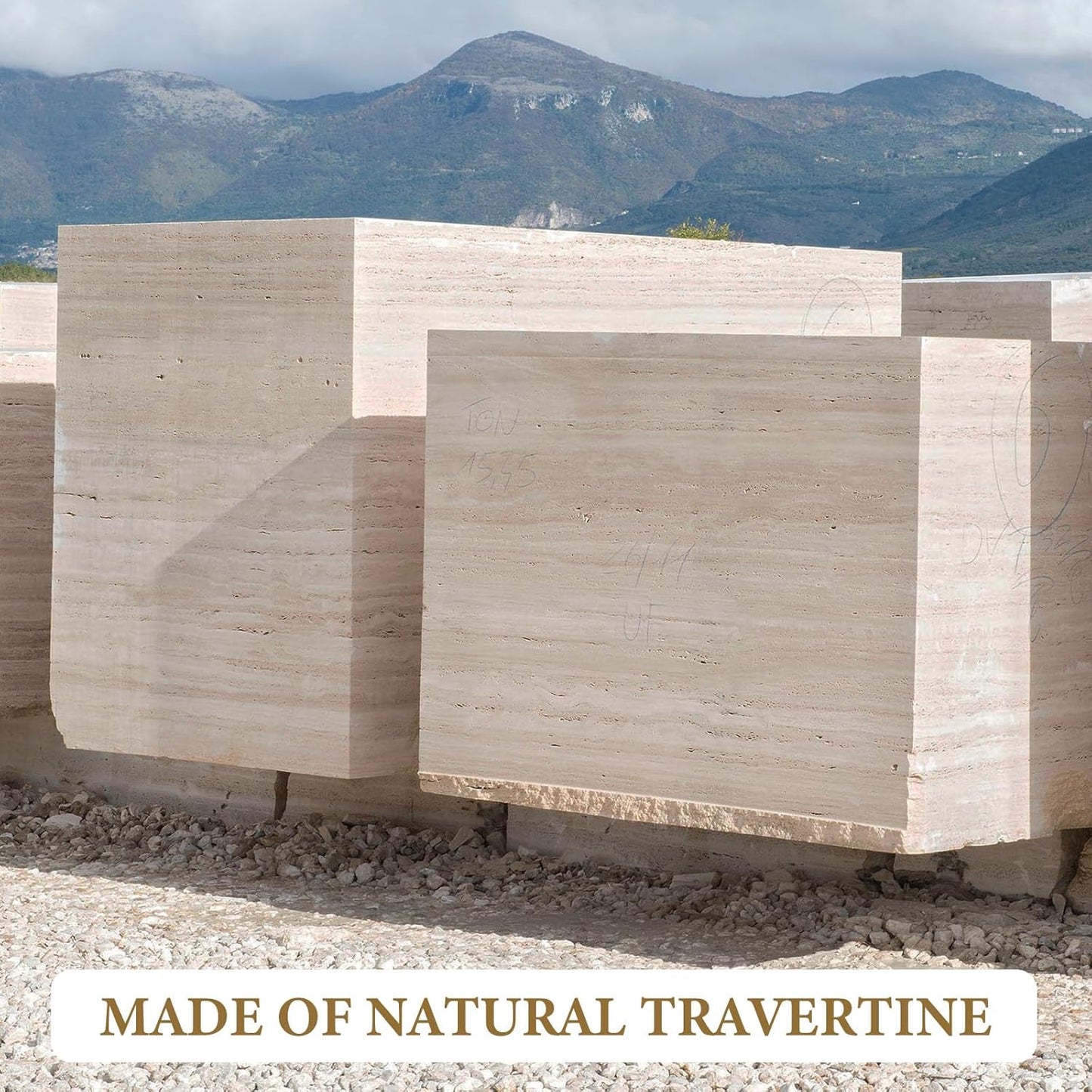Koville Natural Travertine Marble Cutting Board for Kitchen Counter, 12" x 8" Real Stone Slab Marble Cheese Board for Home Decor, Stone Pastry Boards Bathroom Perfume Tray Candle Plate