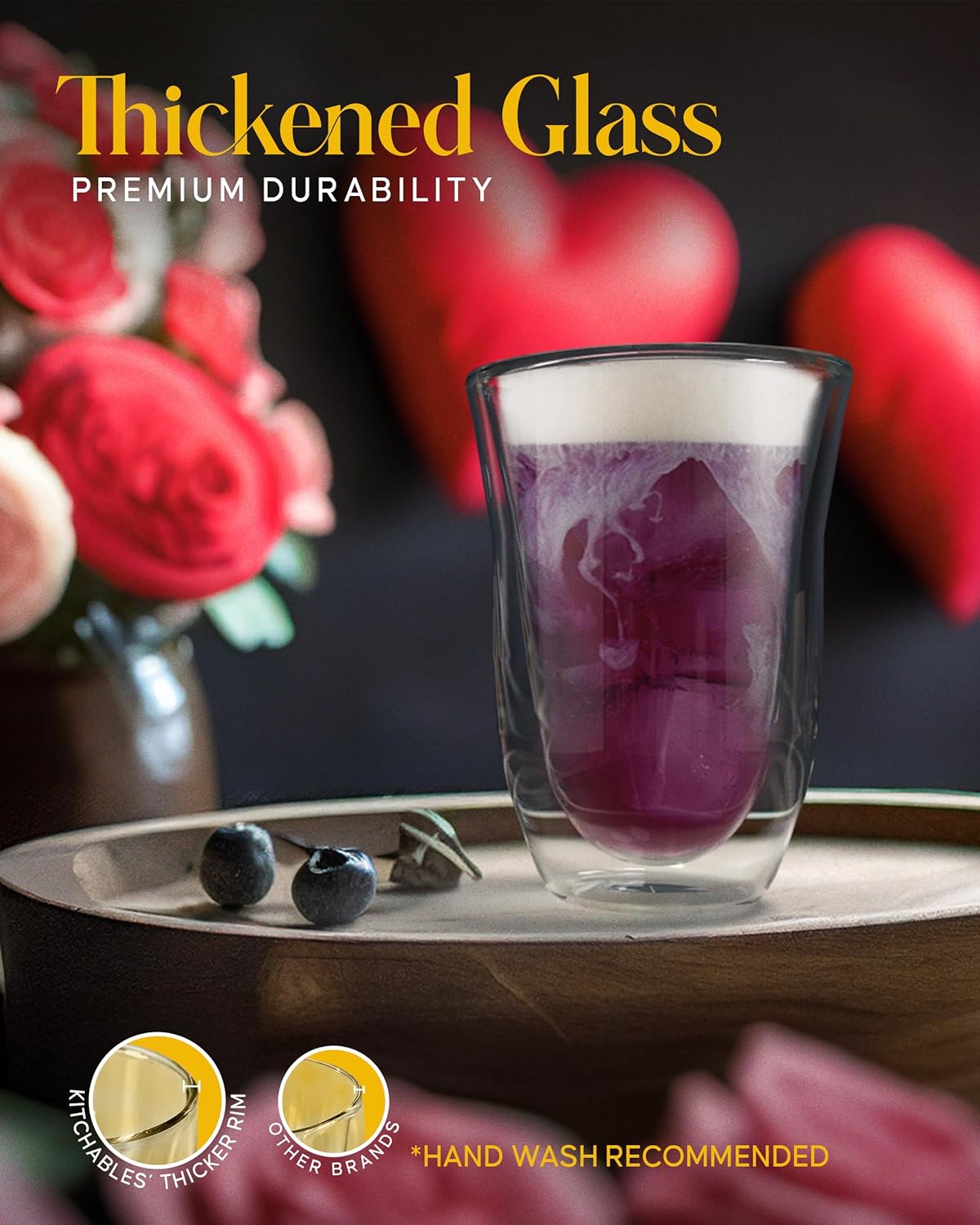 Kitchables Double Walled Glass Coffee Mugs Set of 4, 7.5oz - Insulated Clear Coffee Mug for Cappuccino, Latte, Tea, Espresso - Latte cup - Tazas Para Cafe