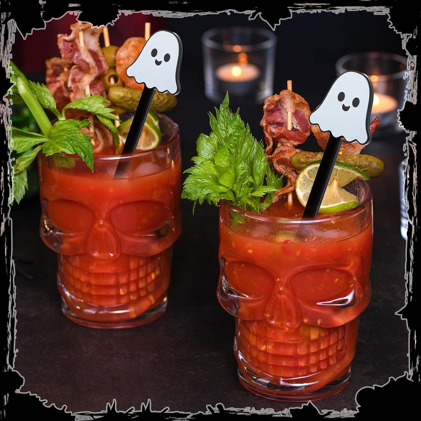 Remerry 18 Pcs Halloween Swizzle Sticks 6.7 Inches Halloween Reusable Stir Sticks Acrylic Drink Stirrers Ghost Cocktail Coffee Stirrers Bulk for Coffee Bar Cocktail Milk Party Decor(Ghost)