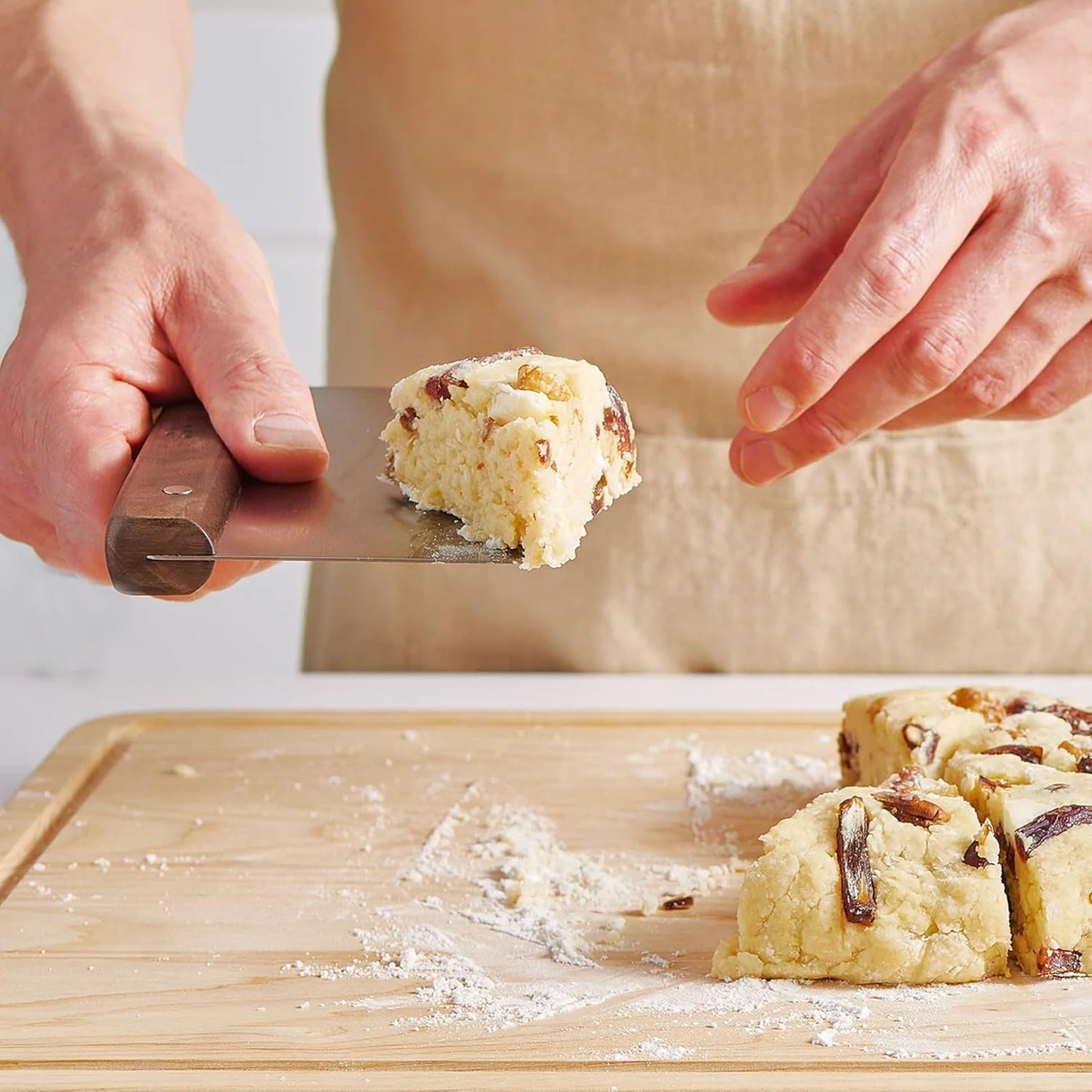 Misen Stainless Steel Bench Scraper - Versatile Food Scraper with Walnut Handle - Ideal for Kitchen, Pastry & Dough - Durable Cutting Board Scraper Tool - Effortless Transfer into Pots & Pans -Walnut