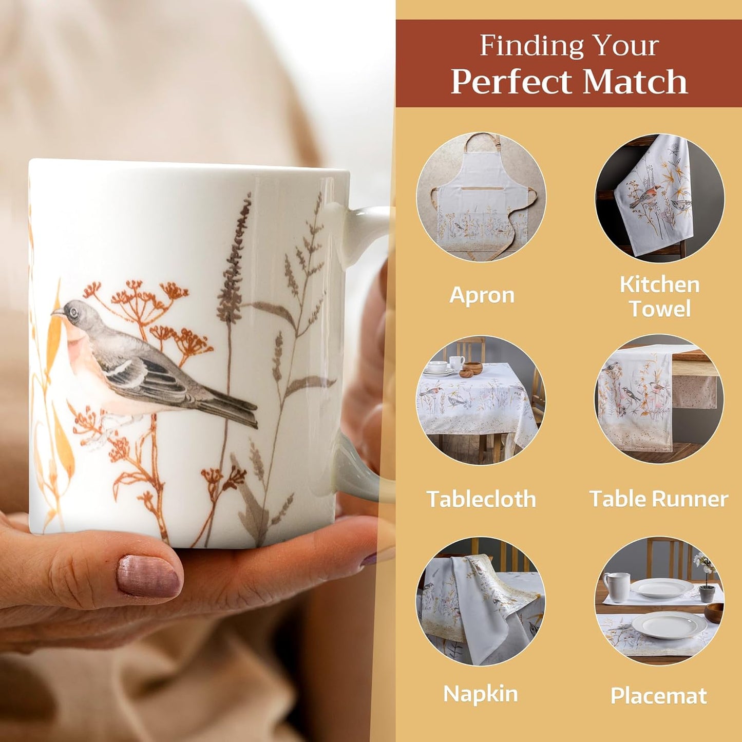 Maison d' Hermine Coffee Mug with Handles Fine Bone China Mugs Pack of Two Tea Cups for Hot Beverages Cappuccino Latte Home Restaurant Office Perfect for Gift (Meadow Florals, 12 Ounce)