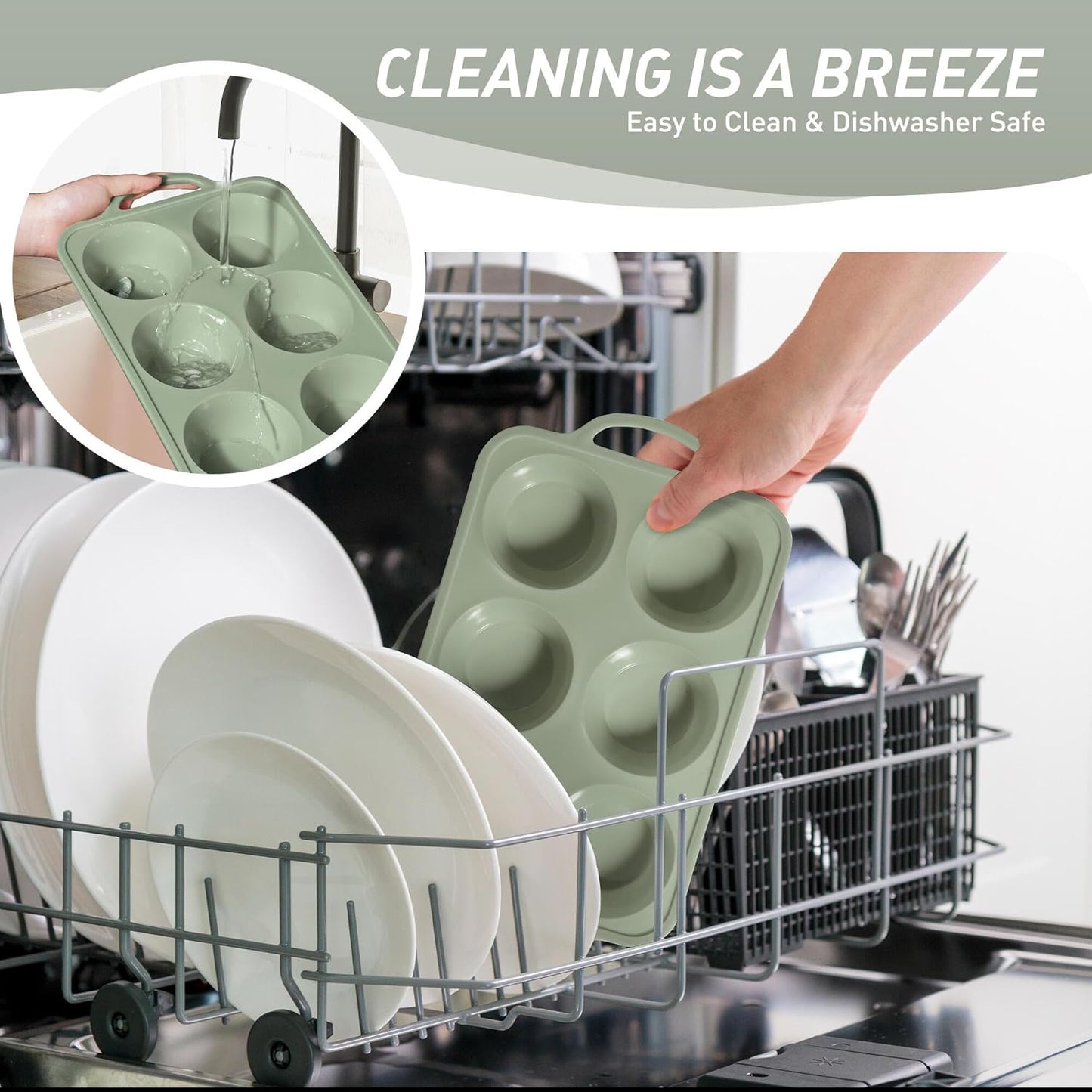 2 Packs 6 Cups Silicone Muffin Pan with Metal Reinforced Frame Cupcake Pan Tray Egg Molds Mother Day Best Mama Bonus Mom Ever Mother In Law Gifts Step Mom Stepmom Grandma Gigi Granny Nana Present