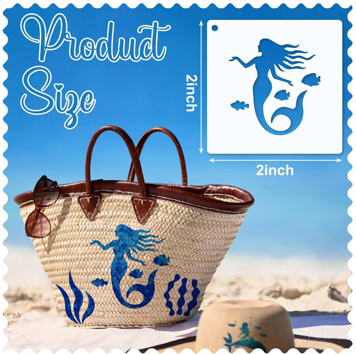 100 Pcs Stencils for Painting on Wood Reusable Stencil Crafts Drawing Templates Holiday Wall Paper for DIY Scrapbook Home 2 x 2 Inch(Marine Life)