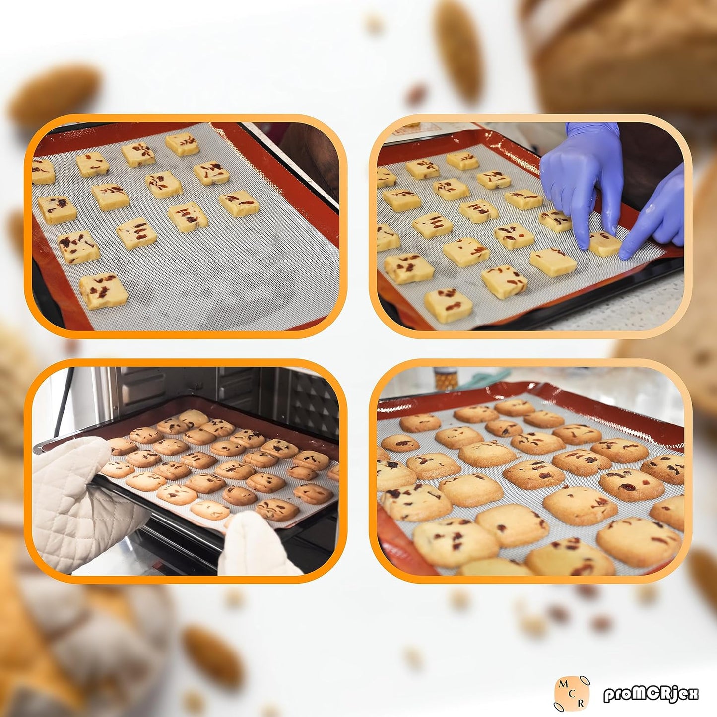 Silicone Baking Mats Full Sheet Non-Stick Cookie Sheet Large Silicon Baking Mat Set (16"x 24" Pack of 2)