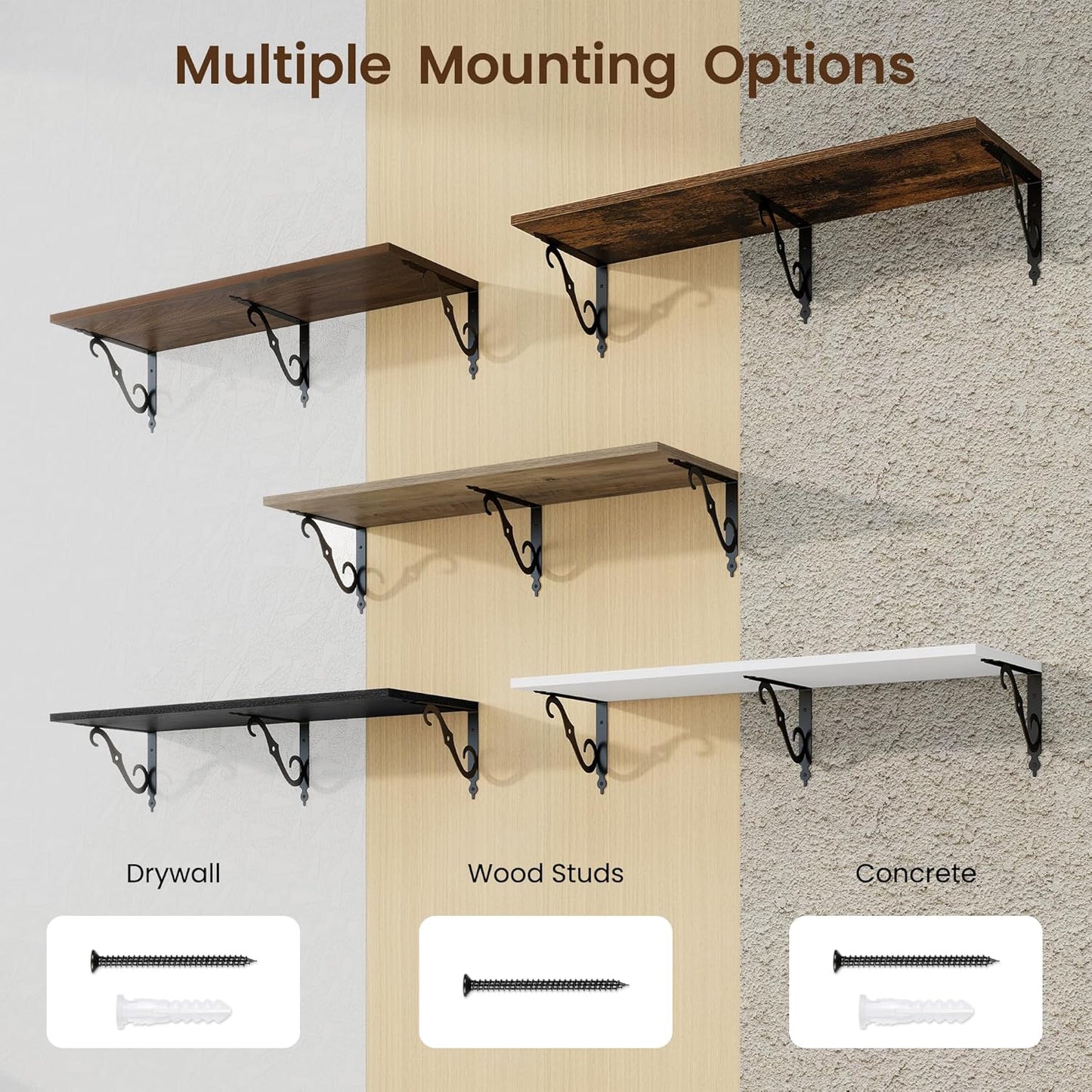 RICHFOCUS 12 Inch Deep Floating Shelves for Wall, 36" W x 12" D Wood Wall Shelves Set of 2, Wide Floating Shelves for Living Room, Bedroom, Kitchen, Bathroom and Decor Storage, Rustic Brown