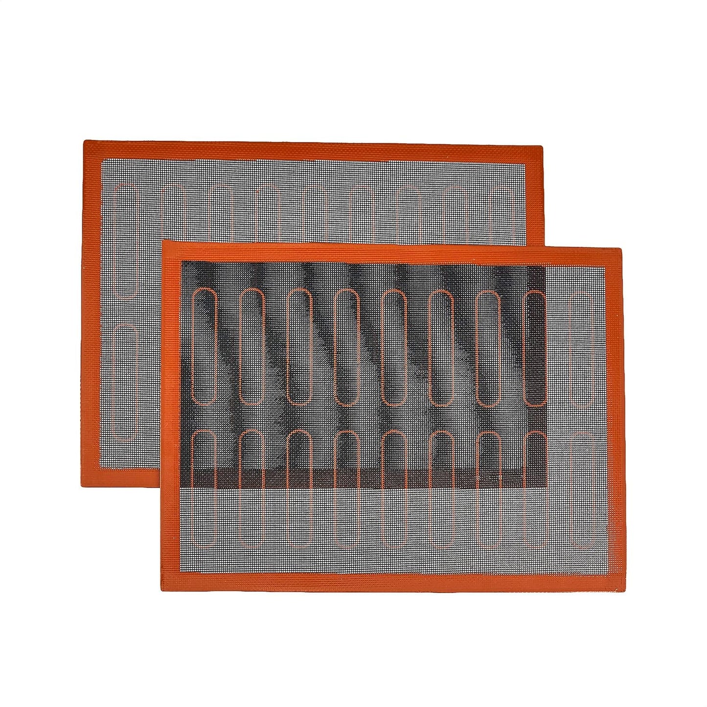 Amazon Basics Silicone Non-Stick Eclair Baking Mat, Reusable, Easy to Clean, 2 Pack, Black/Red/White, Rectangular, 15.7" x 11.8" (Previously AmazonCommercial brand)